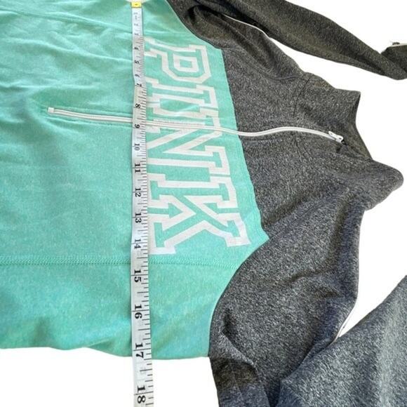 PINK Ultimate Activewear Jacket Sz S Womens Reflective Half Zip Pocket Teal Gray - Picture 12 of 13